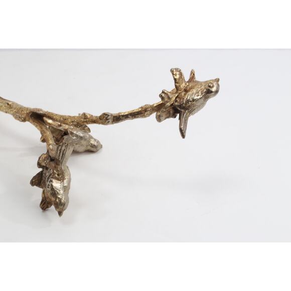 Vintage Gold Cast Iron Bird Clip Sculpture Art Decor Birds on Branches Heavy - Picture 14 of 16